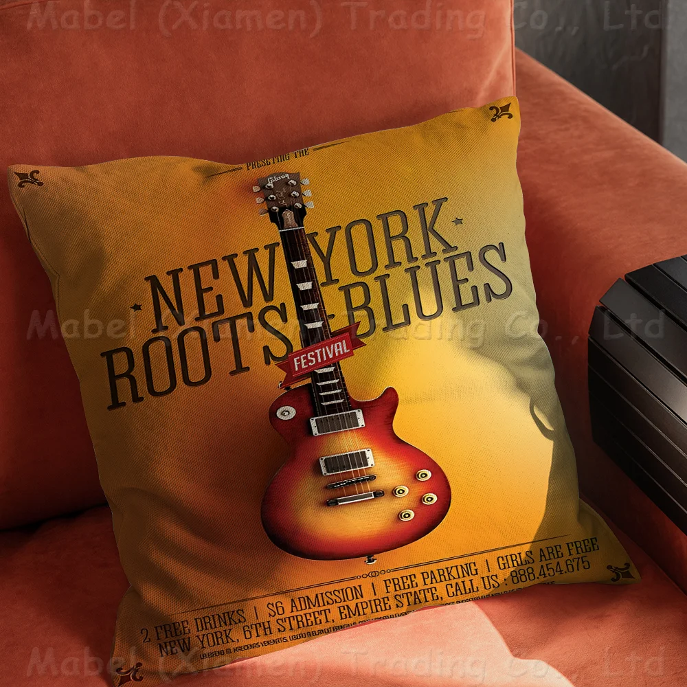 Guitar Collection Pillow Cover For Bedroom Room And Living Sofa Decorative Cushion