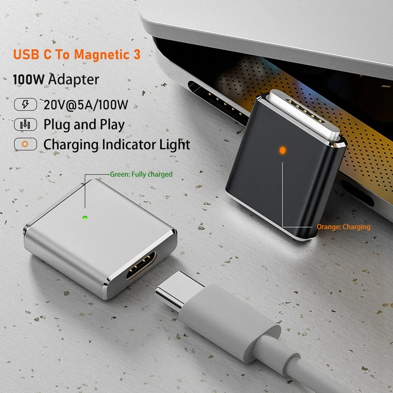 Сменный Адаптер для Magsafe3 с гнездом Type-C на 5-контактный высокомощный Выход 100 вт
