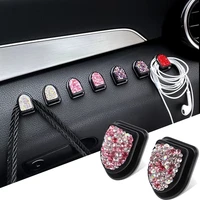 2pcs rhinestone car crystal hooks mini bling hook bag hanging holder car styling interior creative ornaments decor accessories