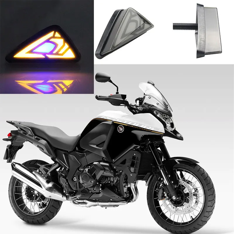 2PCS Universal Motorcycle 12V Turn Signal Moto Devil's EyeTriangle Flush Mount Directional light Flow Mode LED Light  Waterproof