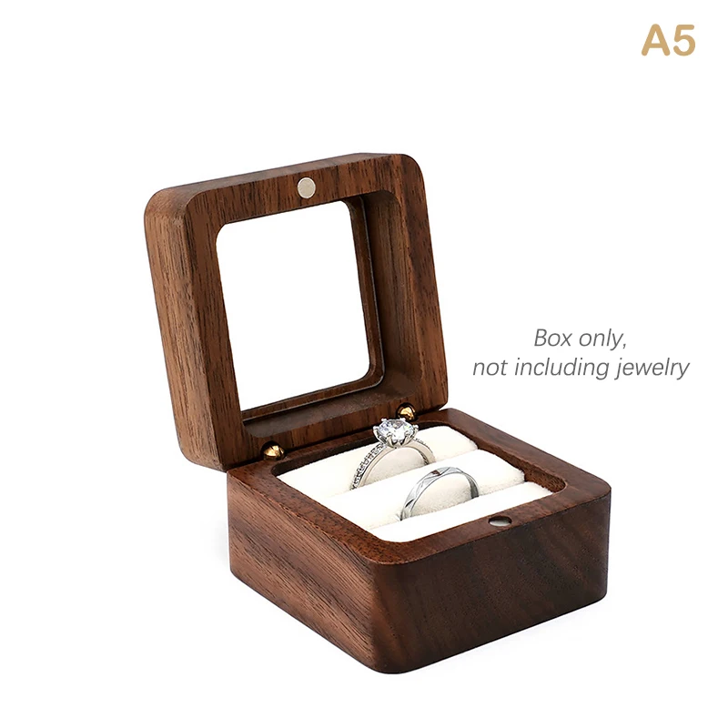 

Шкатулка для ювелирных изделий из массива ореха, коробка для свадебных колец, небольшая настольная шкатулка для хранения ювелирных изделий, для брака, для колец с бриллиантами
