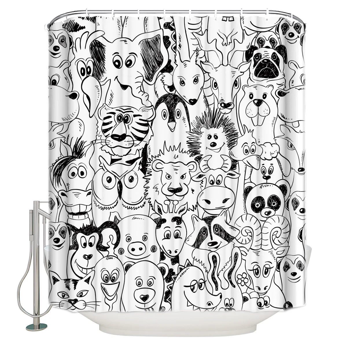 

Owl Animal Cartoon Shower Curtain Eco-Friendly Bath Curtain with Hooks Polyester Waterproof Curtain Bathroom Decor