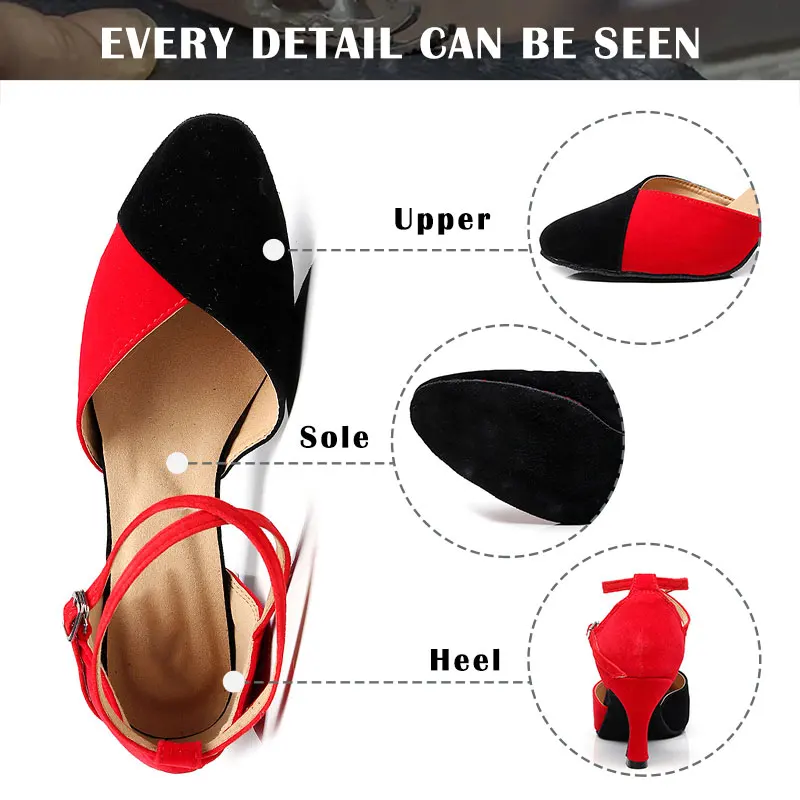 SWDZM Women's Dancing Shoes Ballroom dance shoes Party/Modern Laitn dance shoes For Women Ladies Suede sole Heel 6/7.5/8.5/9CM