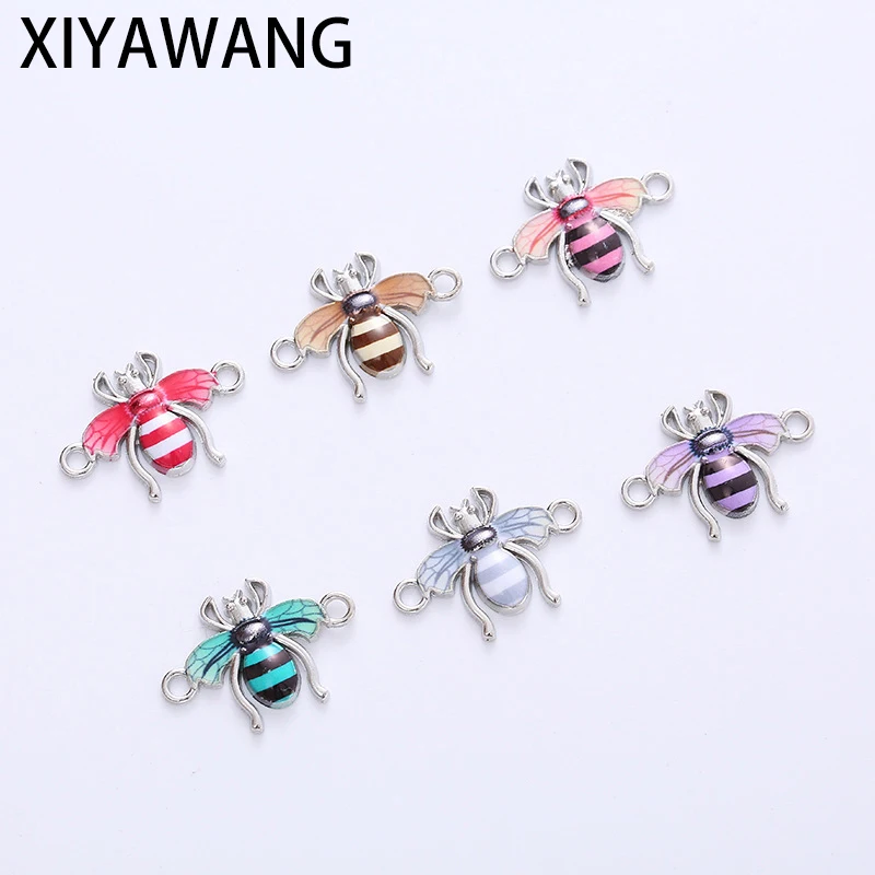 

XIYAWANG 10 Pcs 16x23mm Enamel Bee Charm for Jewelry Making Cute Earring Pendant Bracelet Necklace Accessories Diy Finding