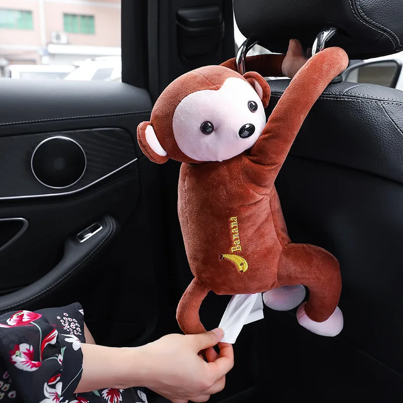 

Creative Cartoon Monkey Home Office Car Hanging Paper Napkin Tissue Box Cover Holder Portable Paper Box Support Wholesale