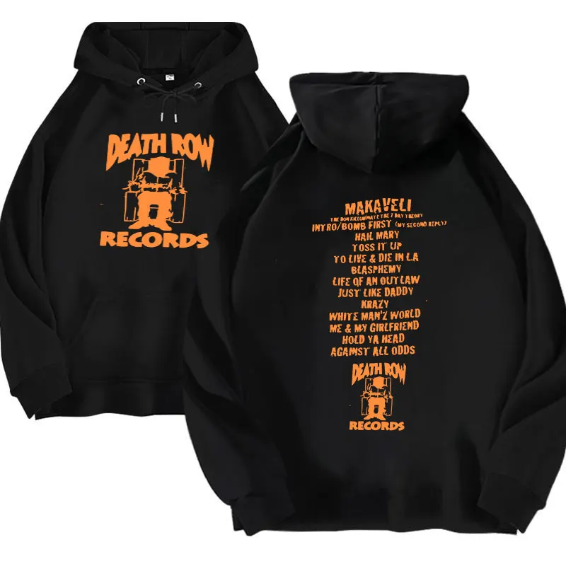 Death Row Records Hoodie Men High Quality Trendy Hoodies Tupac 2pac Oversized Vintage Hip Hop Sweatshirts Male Gothic Streetwear