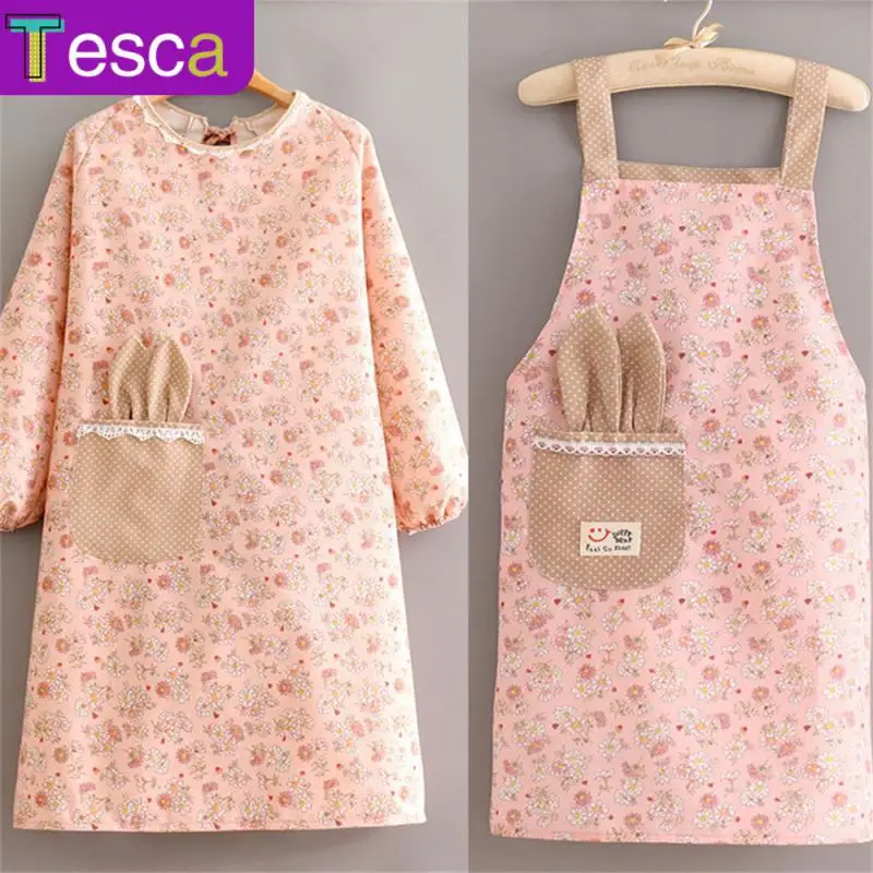 

Cotton Slubby Cotton Long-sleeved Apron Kitchen Cooking Apron Long-sleeved Clean Coveralls Work Clothes Clean