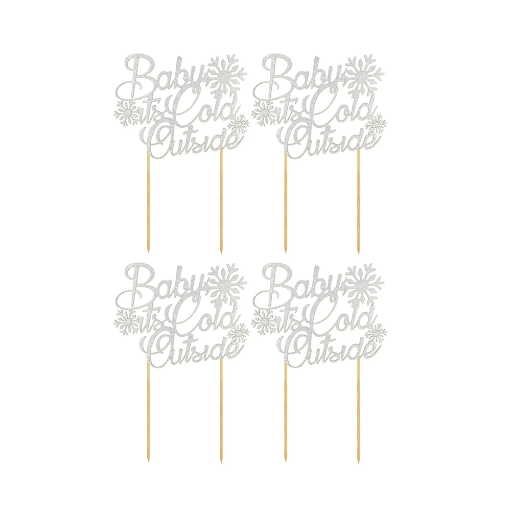 

Christmas Toppers Holiday Dessert Cupcake Babypickswinter Toothpicks Pick Wedding Cold Outside Shower Decoration