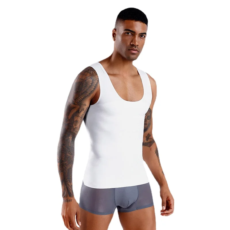 HaleyChan Men Compression Shirts Body Shaper Slimming Vest Elastic Slim Muscle Tank Shapewear Men Bodysuit Fitness Waist Trainer