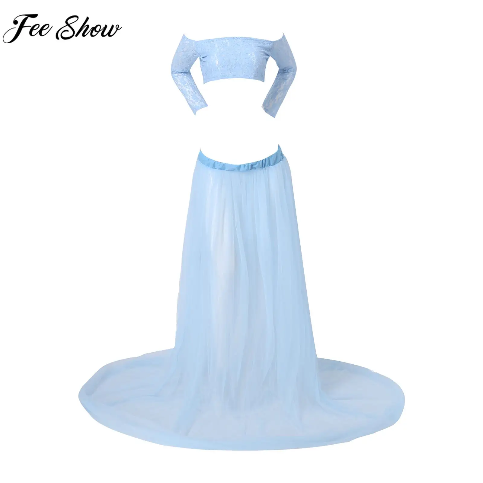 Женский кружевной топ с открытыми плечами и длинным рукавом