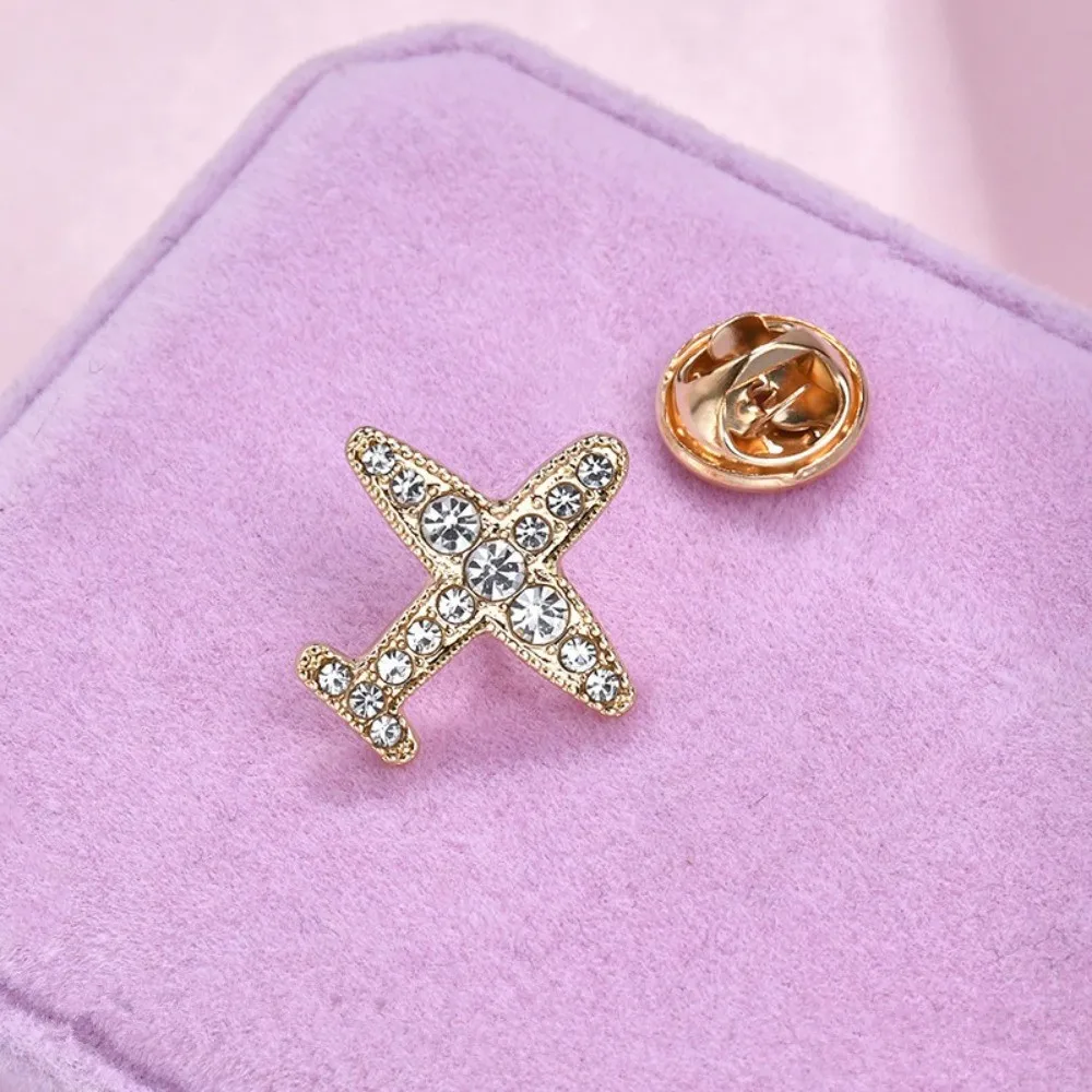 

Airplane Unisex Brooch Men Buckle Diamond-studded Pin Women