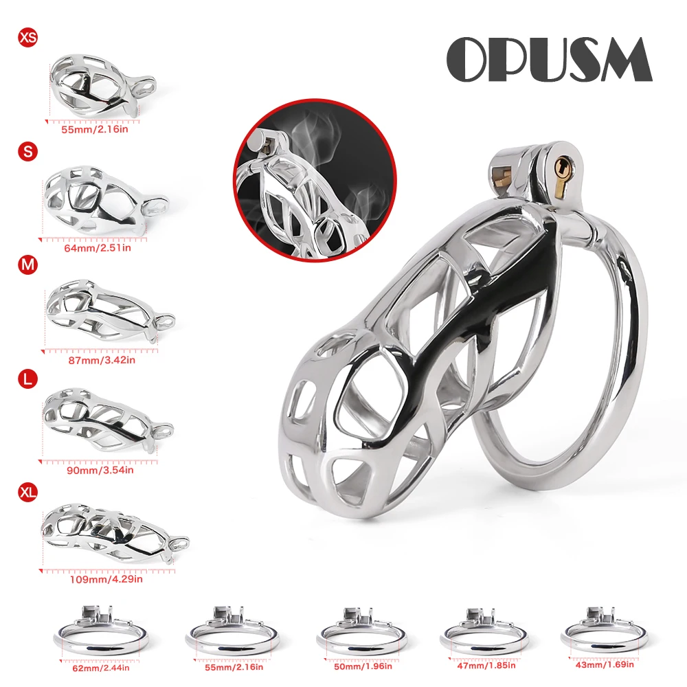 

Silver Stainless Steel Mamba Chastity Device BDSM Male Cock Cage With 5 Sizes Rings Gay Sissy Penis Lock Adult Sexy Toys For Men
