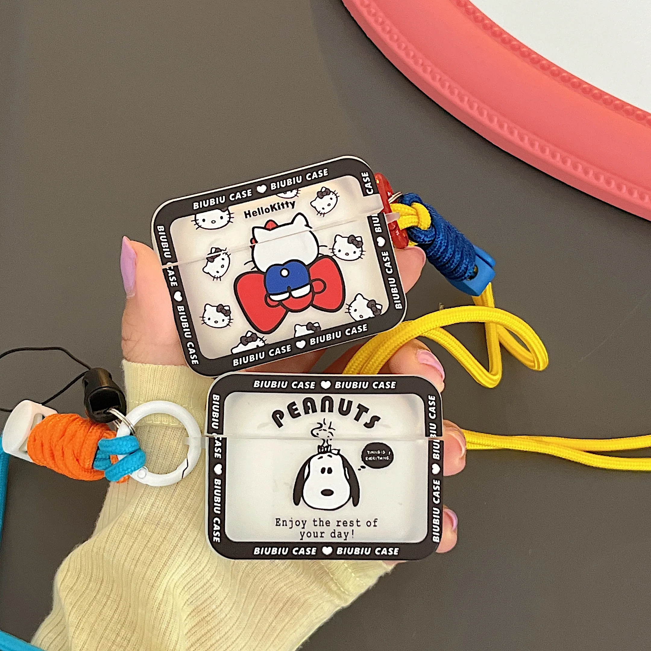 

Hello kitty Snoopy with lanyard Electroplated AirPods 3 Case Apple AirPods 2 Case AirPods Pro Case IPhone Earphone Accessories