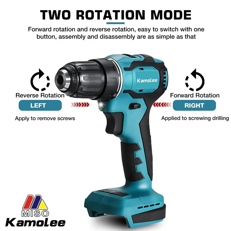 Бесщеточная электрическая Ударная дрель Kamolee 10 мм аккумуляторная отвертка