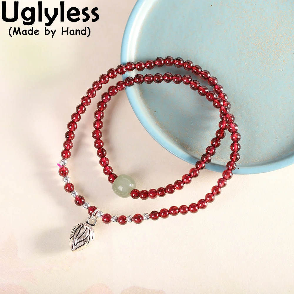 

Женский мини-браслет из серебра 925 пробы с гранатом, 2 петли