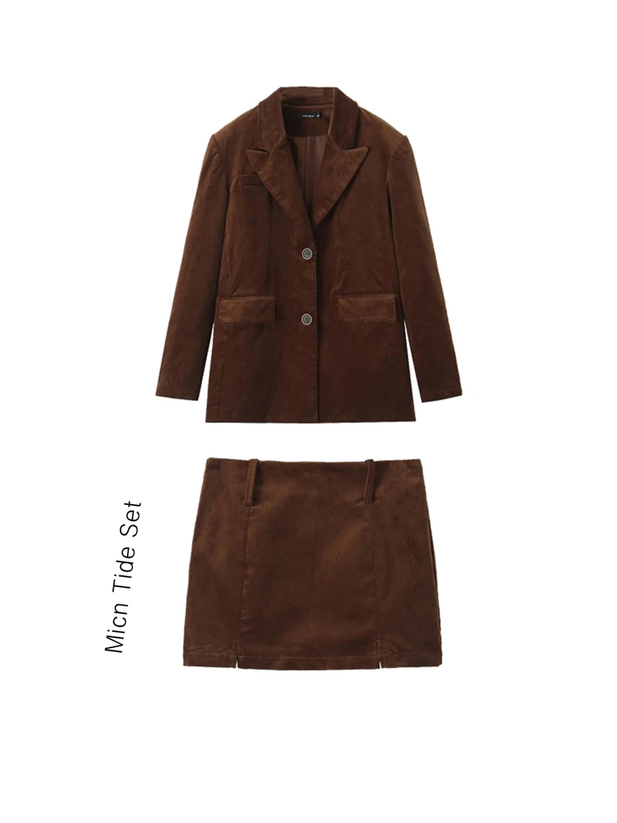 Высококачественный повседневный свободный коричневый костюм в стиле ретро