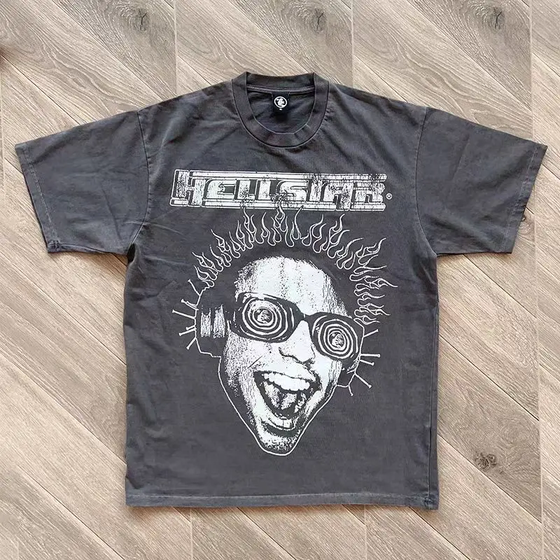 

Summer High-quality Hellstar T-shirt American Hip-hop Pure Cotton Printed Men's Women's Loose Fitting Short Sleeved Top T-shirt