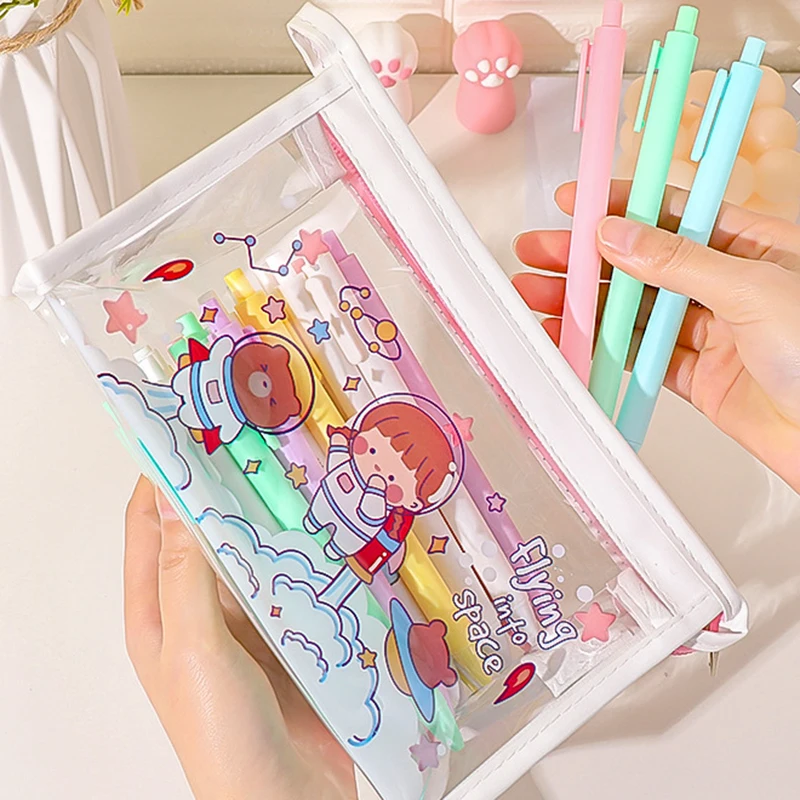 

Transparent Pencil Bag With Independent Zipper Large Capacity Multipurpose Cosmetic Bag For Back to Shcool Girls Gifts