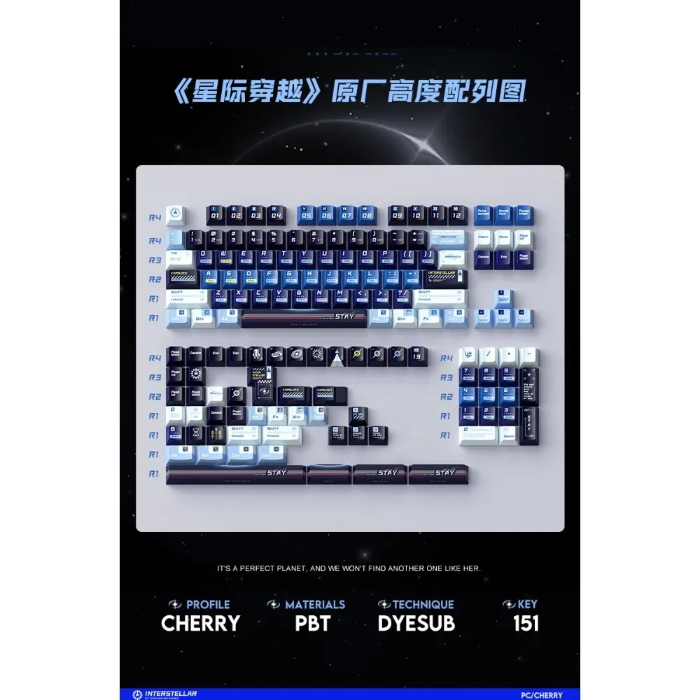 Оригинальные дорожные колпачки для ключей Interstellar 144 клавиш ядерная энергия