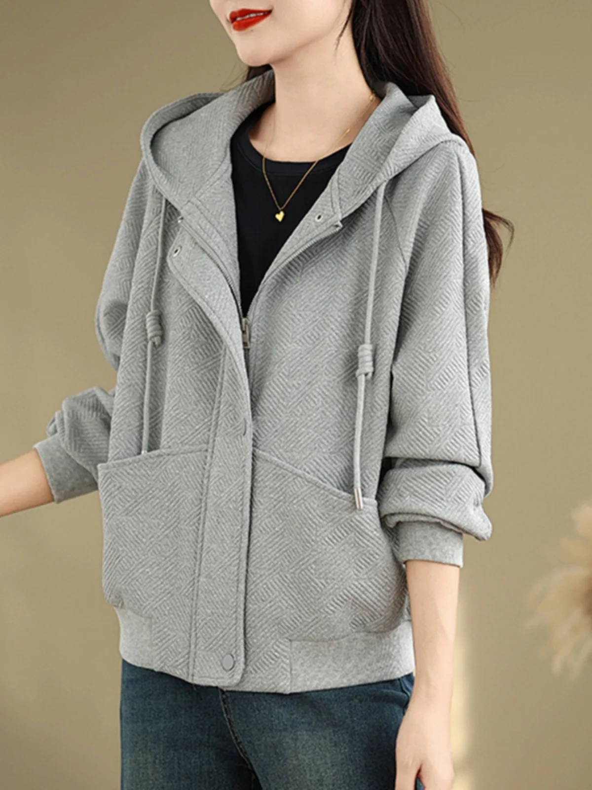 Hood Jimo Hoodie Outerwear Women Spring and Autumn Mom Autumn clothes Top 2024 New Ozhouzhan Hot Sale Western Sle