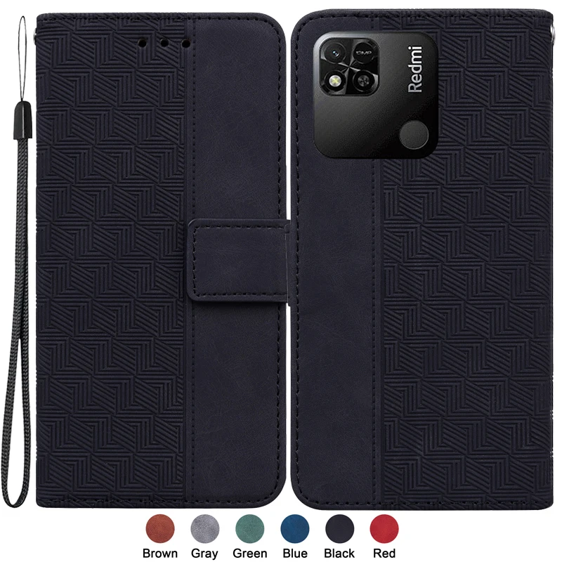 

For Xiaomi Redmi10A Case Redmi 10A 6.53'' Plain Fashion Magnetic Geometric Storage Compartment Textile Wallet Leather Book Cover