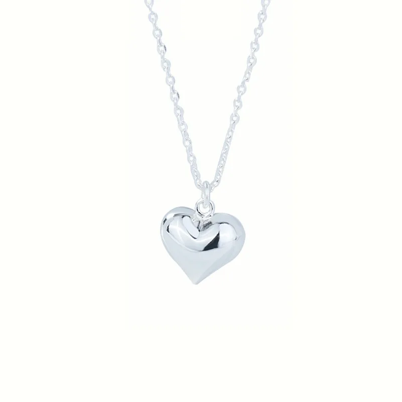 

SN9 Silver Solid Small Heart Pendant Necklace 16-30 Inch Snake Chain For Women