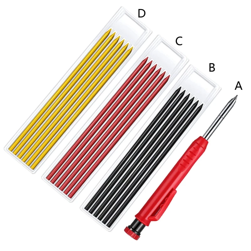 

Woodworking Solid Carpenter Pencils Mechanical Refills in 3 Colors Built-in Sharpener for Scriber Floor Drawing Marking