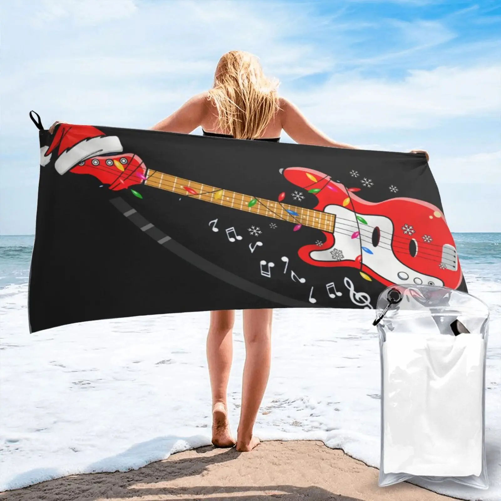 

1Tee Red Guitarchristmas Song Beach Towel For Bath And Sauna Kitchen Towel Beach Bath And Shower Towel For Kitchen Towel Beach