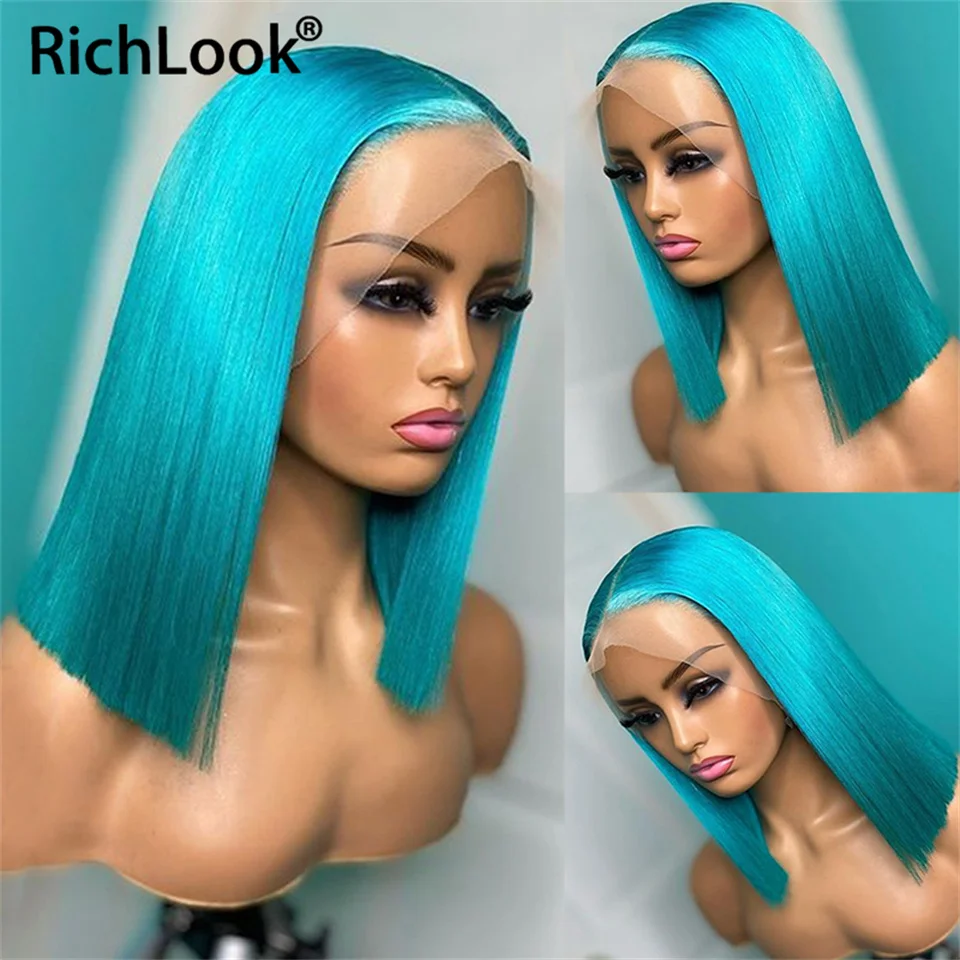 Blue Bob 13x4 Lace Frontal Wig Colored Bob Wig Lace Front Human Hair Wigs For Women Pre Plucked Tudo Por 1 Real E Frete Gratis