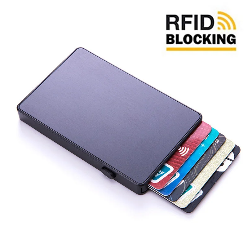 

Anti-theft Aluminum Single Box Smart Wallet Slim Clutch Pop-up Push Button Card Holder Name Card Case bank card bag