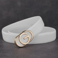 high quality white fashion belt leather slide buckle g letter buckle designer belt men 3 3cm width cowskin cintos masculinos