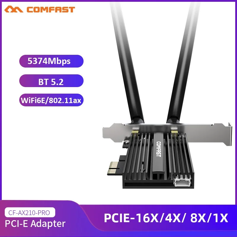 

Win11/ Win10 WiFi6E Intel AX210 5374 Мбит/с трехдиапазонная 2,4G и 5,8 ГГц и 6 ГГц Bluetooth 5,2 802.11ax/ac PCI-E сетевая карта для настольного ПК