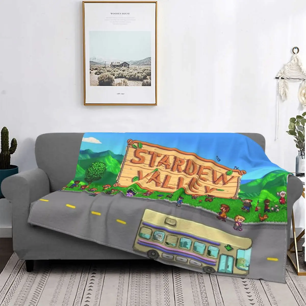 

Manta de autobús de Stardew Valley, manta a quadros de Anime, colcha, 220x240