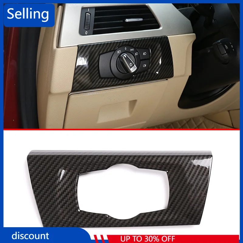 

For BMW 3 series E90 2005-2012 ABS Carbon Fiber Pattern Car Headlight Switch Frame Trim Parts Left-Hand Drive Accessories Black