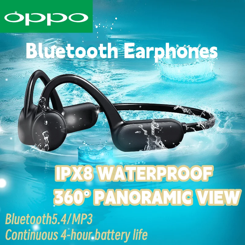 Фото OPPO Гарнитура с костной проводимостью Беспроводные наушники для плавания IPX8 Bluetooth 5,3 с микрофоном Водонепроницаемые упражнения для фитнеса №1