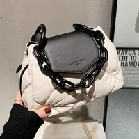 kawaii tote bag 2022 hit winter pu leather padded quilted womens designer handbag luxury brand chain shoulder crossbody bags