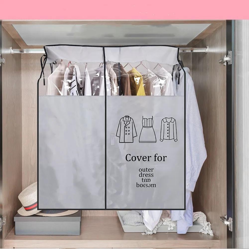 

New Clothes Hanging Dust Cover Dress Suit Coat Transparent Storage Bag Case Organizer Wardrobe Dress Clothing Hanging Dust Cover