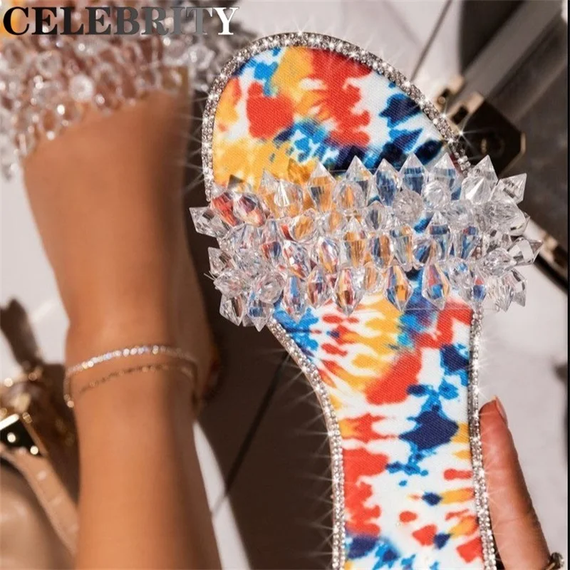 Flat Sandals Women's 2022 New Rhinestone Line Sandals Women's Shoes