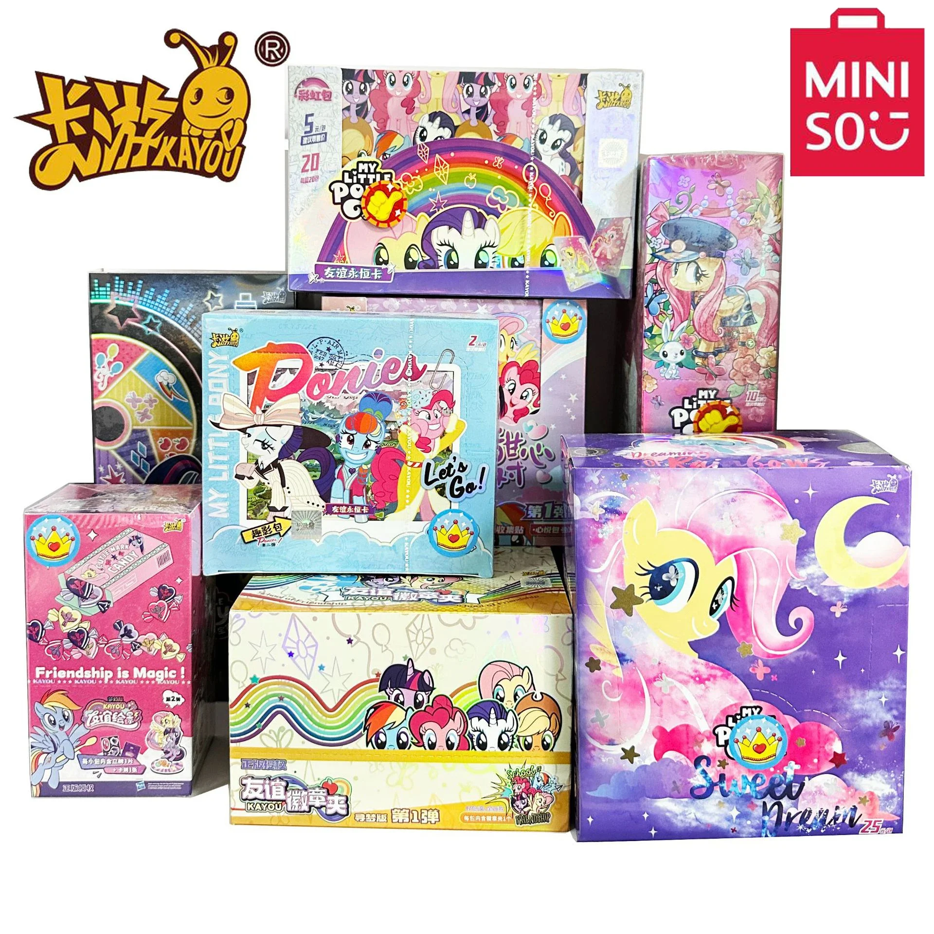 Подлинная Miniso My Little Pony Twilight Sparkle Rainbow Dash Applejack Rarity Fluttershy Anime Fun Movie Huiyue Card