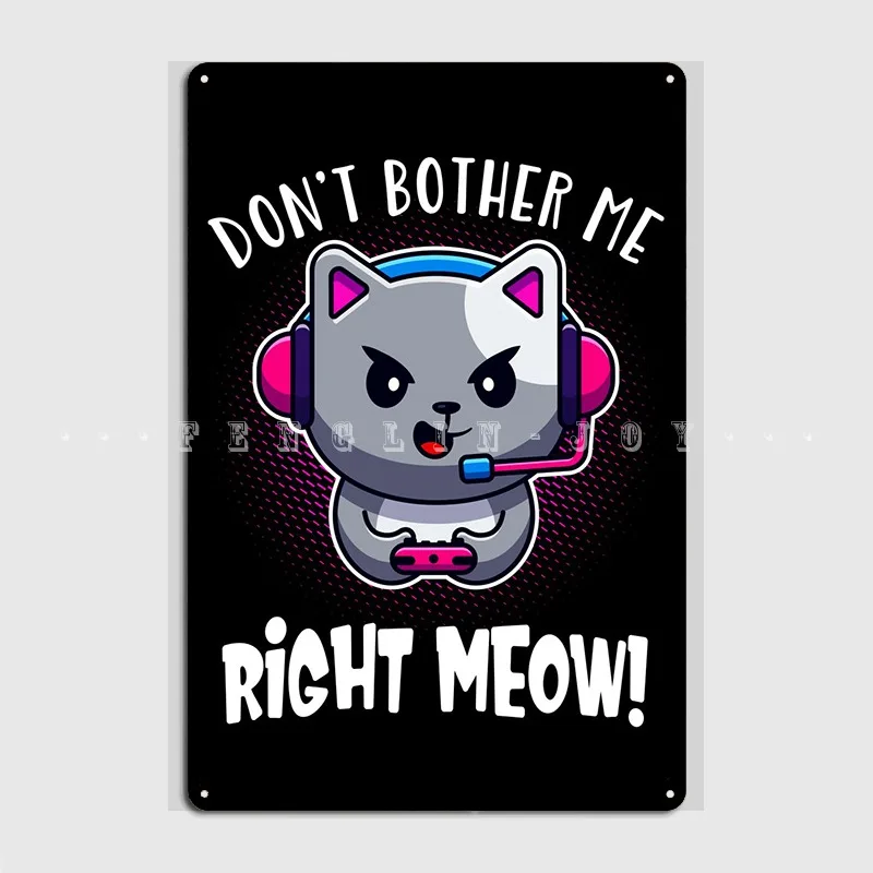 

Игровая кошка, милый геймерский Забавный металлический плакат на стену, паб, гараж, украшение, жестяные пластинки Sign, плакат