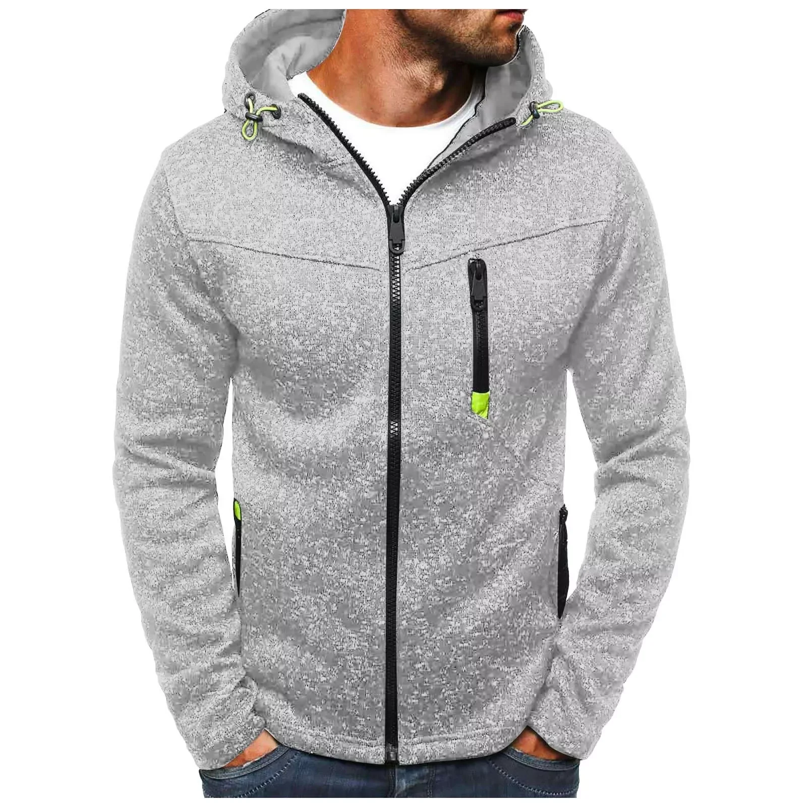 

NEW IN Men Sports Hooded Jackets Coat 2021 Fashion Autumn Winter Warm Zipper Long Sleeve Outwear Loose Large Size Male Sweatshi