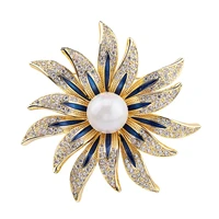 womens austrian rhinestone brooches crystal flower gold enamel bloom brooch jewelry wedding bouquet brooches pin for ladies