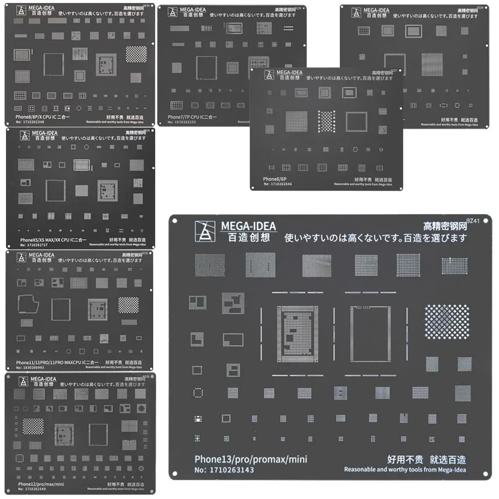 

Fixing BGA Templates Tin Soldering Net Reballing Stencil Rework Station For iPhone 14 13 12 11 Pro MAX XS XR X 8P 7P 6S