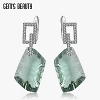 gems beauty 925 sterling silver modern luxury style stud earrings 13x24mm heterohexagon green amethyst rings for women