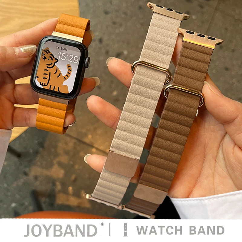 

Ремешок кожаный магнитный для apple Watch, силиконовый браслет для iWatch series 8 7 6 SE 5 4 3 42 мм 38 мм 44 мм 40 мм 41 мм 45 мм