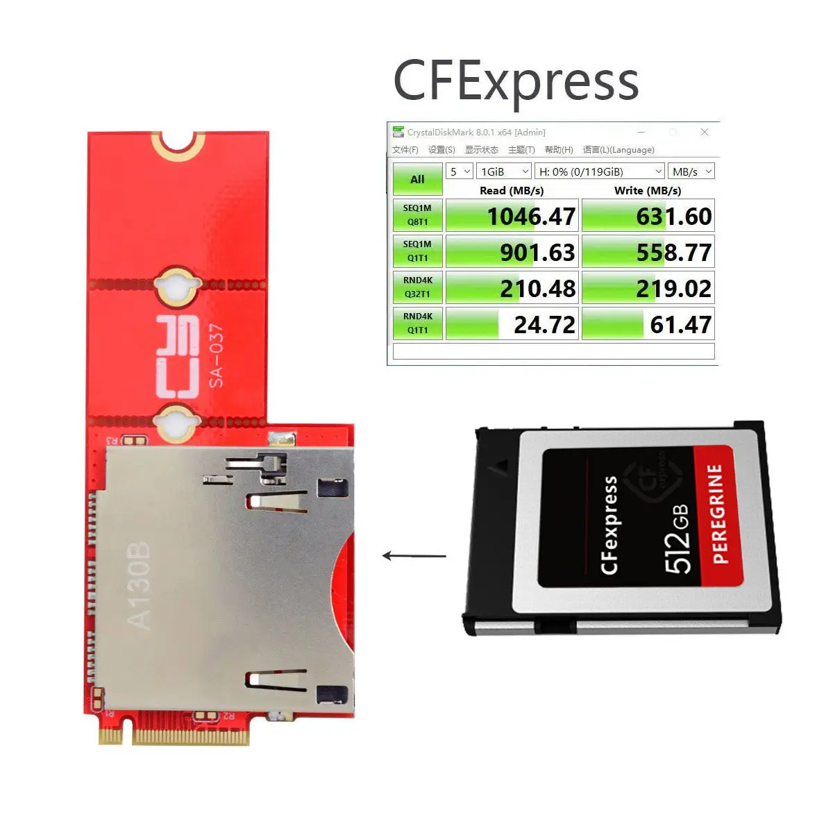 Адаптер расширения материнской платы NVMe NGFF M.2 к CF Express M2 M-key для карты памяти CFE Type-B