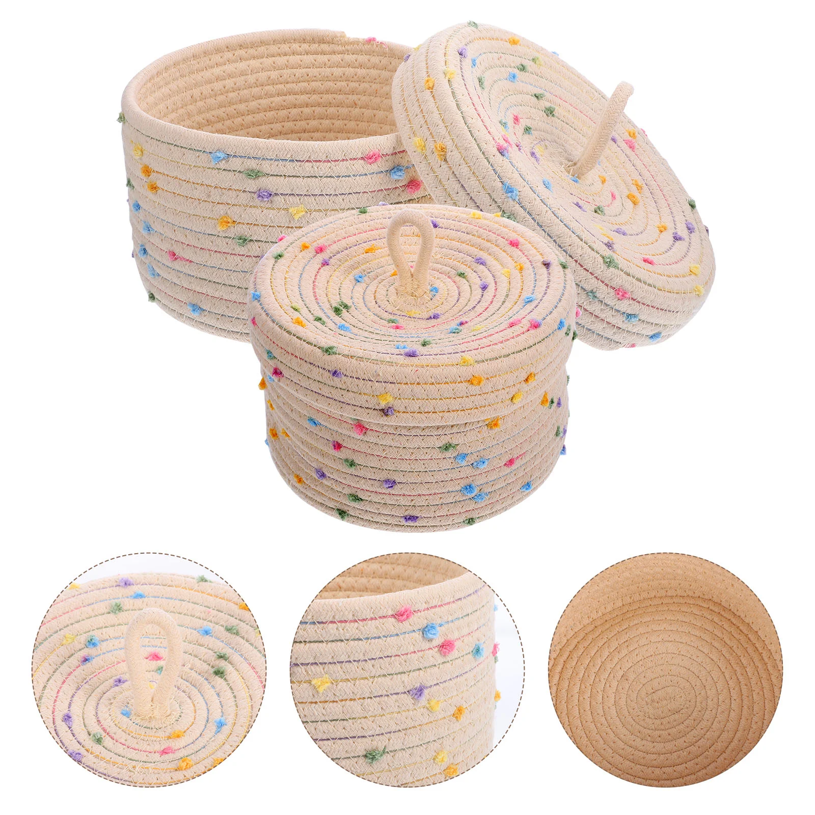 

2pcs Cotton Rope Woven Storage Basket Multi-functional Woven Storage Basket Snacks Toys Basket