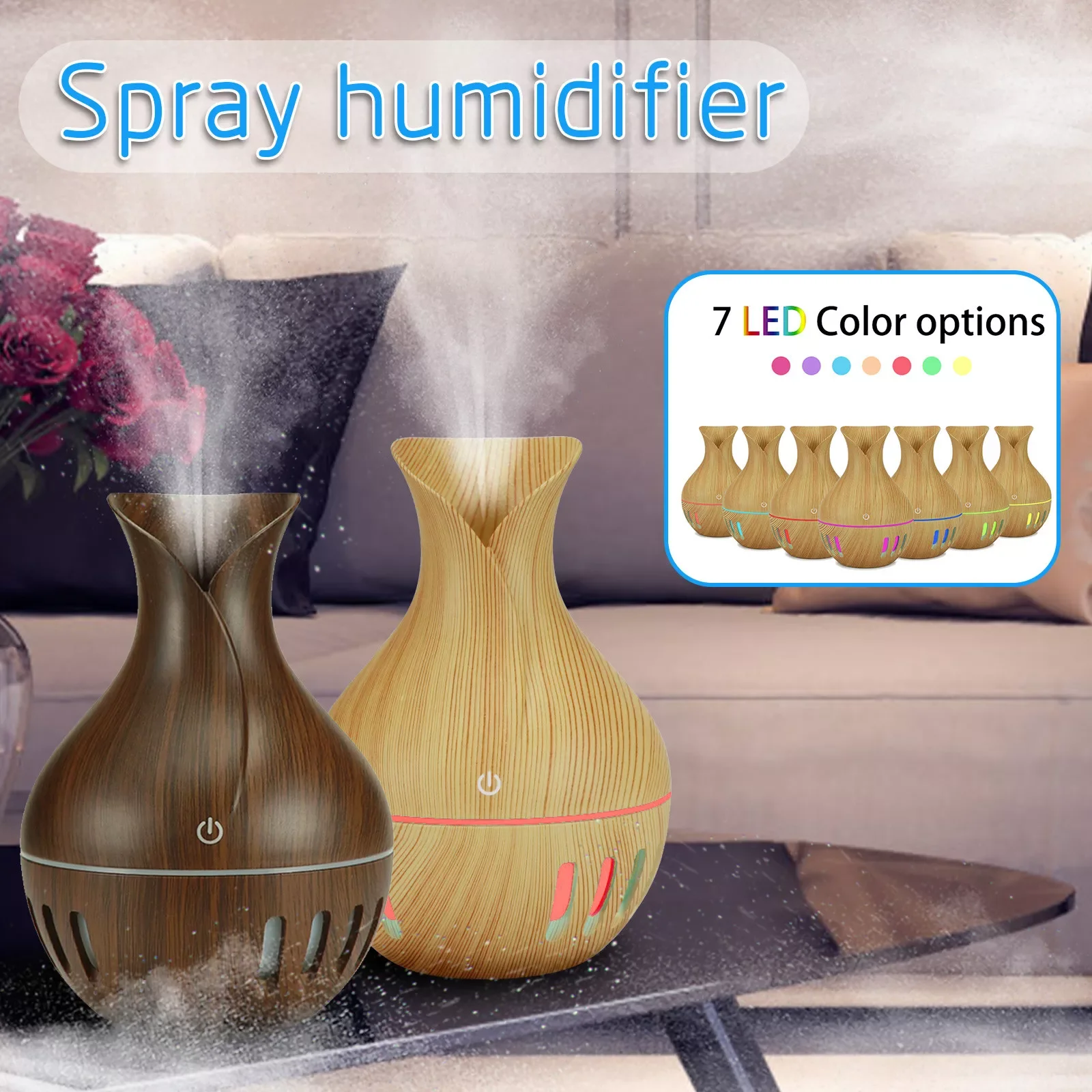 

NEW 2023 Cool Mist Maker Aroma Diffuser Usb Mini Wood Grain Essential Oil Aromatherapy Air Humidifier With Led For Home#dg4