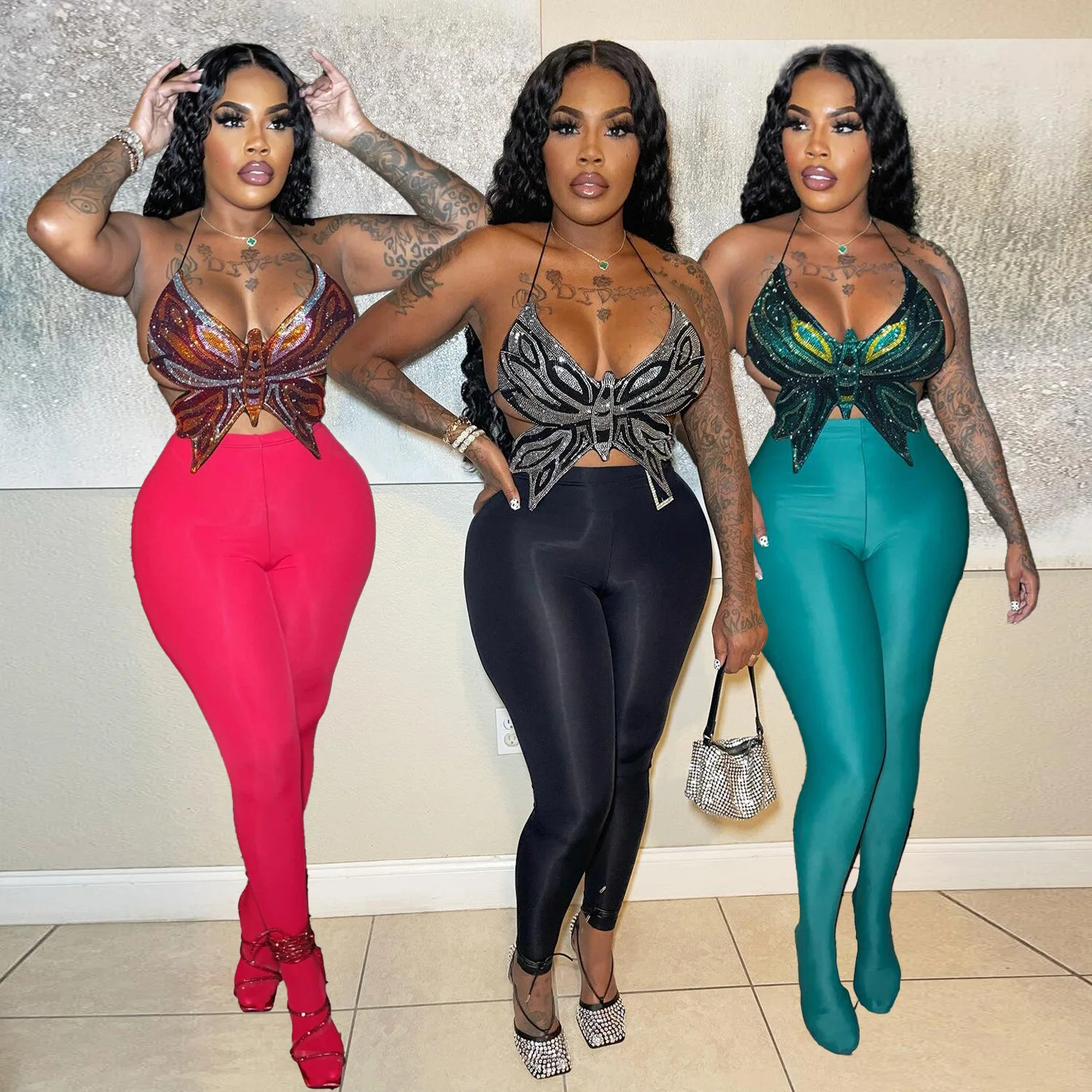 

Женский укороченный топ-бабочка Rhinstone, элегантная одежда с открытой спиной для вечерние и клубов, сексуальный милый топ на бретелях со страз...