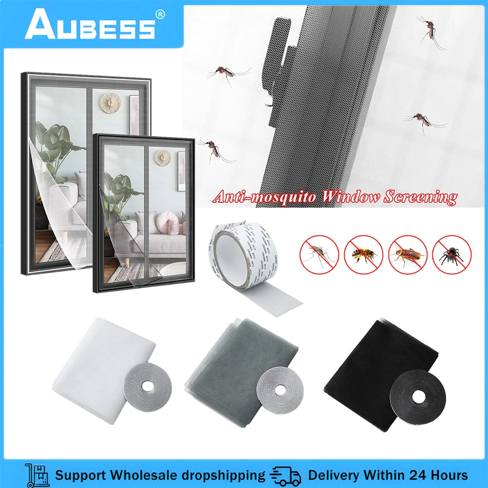 

Insect Screen Window Netting Kit Self-adhesive Summer Door Window Screen Anti-Fly Mesh Screen Repair Tape Home Curtain Protector